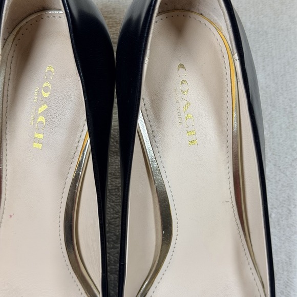 COACH Sloan Black Leather Kitten Heel Pump - Size 7 B Classic Luxury Old Money - Picture 3 of 12